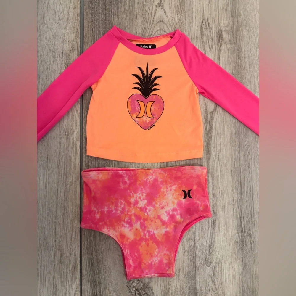 Hurley Kids Pink and Orange Swim Set